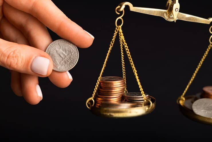 still-life-dollar-coins-scale_23-2150794354